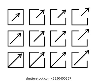 icono de conjunto de cuadrado y flecha. símbolo de vínculo, compartir, transferir. vector para app, web, medios sociales.