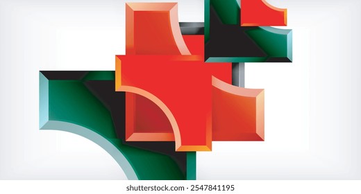 Square, arrow shapes with round elements Vector Illustration For Wallpaper, Banner, Background, Card, Book Illustration, landing page
