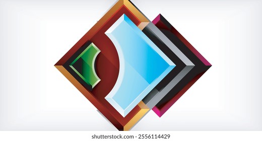 Square, arrow shapes with round elements Vector Illustration For Wallpaper, Banner, Background, Card, Book Illustration, landing page