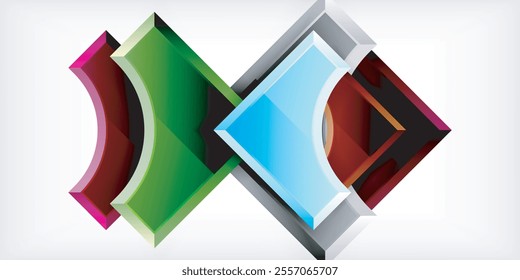 Square, arrow shapes with round elements Vector Illustration For Wallpaper, Banner, Background, Card, Book Illustration, landing page