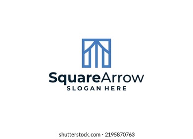 Square Arrow Traditional Home Logo Design Shape