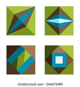 Square arrows abstract logos elements set.