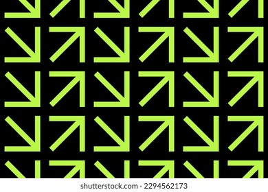 Square arrows seamless pattern. Abstract geometric background, acid green and black colors