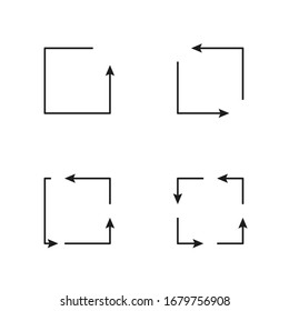 Square arrows. Vector graphic illustration. Corporate identity design element.