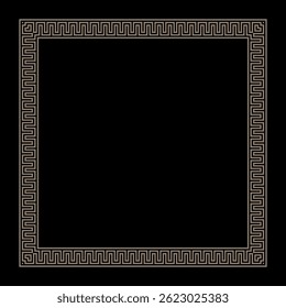 Square Art deco frame. Vintage linear border. Border frame in greek style. The style of the 1920s - 1930s. Design a template for invitations, leaflets, greeting cards, ceramic, textile, embroidery