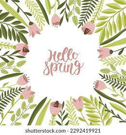 Square art template with floral elements. Suitable for social media posts, mobile applications, banner design and online advertising.