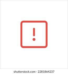 Square Attention red sign with exclamation mark symbol. danger alert caution icon. Error message symbol. Stock vector illustration isolated on white background.