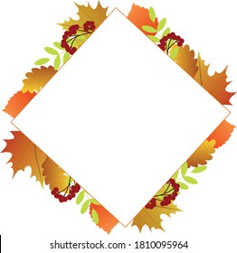 Square autumn frame. Vector illustration