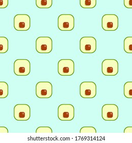 Square avocado seamless pattern. Fruit vector illustration design. Decorative background