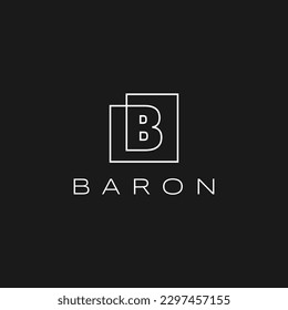 Square B Letter Initial Lettermark Continuous Line White Outline on Black Logo Vector Icon Illustration