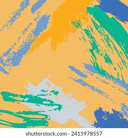 Square background with abstract colored spots , blots and brush strokes. An artistic decorative frame or border with strokes and doodles. Vector illustration in grunge style