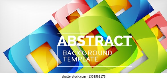 Square background, abstract squares on grey, business or techno template. Vector illustration