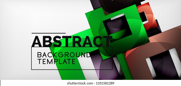 Square background, abstract squares on grey, business or techno template. Vector illustration