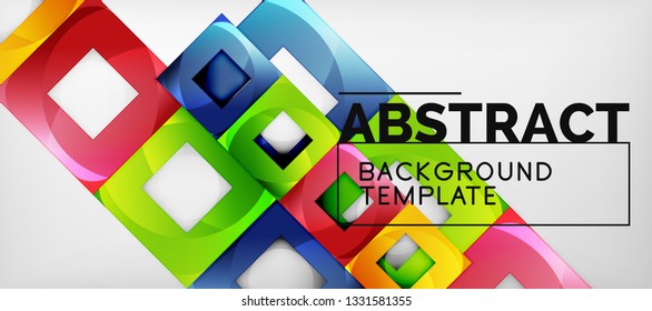 Square background, abstract squares on grey, business or techno template. Vector illustration