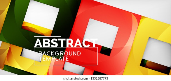 Square background, abstract squares on grey, business or techno template. Vector illustration