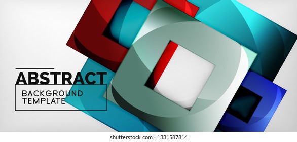 Square background, abstract squares on grey, business or techno template. Vector illustration
