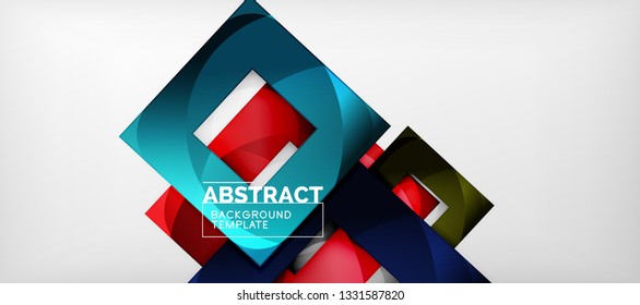 Square background, abstract squares on grey, business or techno template. Vector illustration
