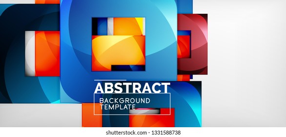 Square background, abstract squares on grey, business or techno template. Vector illustration