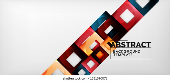 Square background, abstract squares on grey, business or techno template. Vector illustration