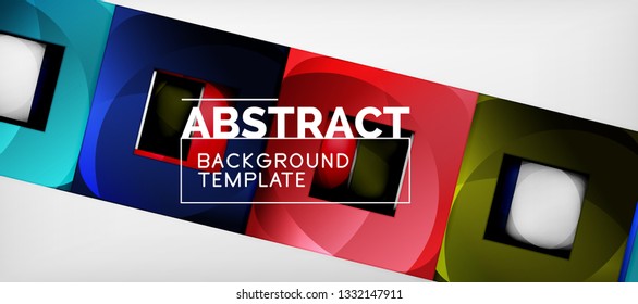 Square background, abstract squares on grey, business or techno template. Vector illustration