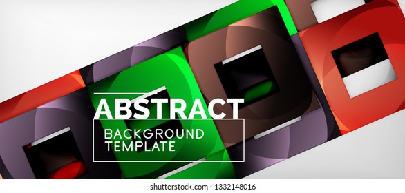 Square background, abstract squares on grey, business or techno template. Vector illustration