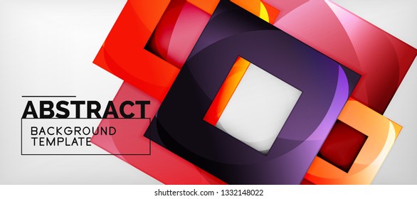 Square background, abstract squares on grey, business or techno template. Vector illustration