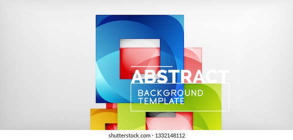 Square background, abstract squares on grey, business or techno template. Vector illustration