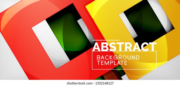 Square background, abstract squares on grey, business or techno template. Vector illustration