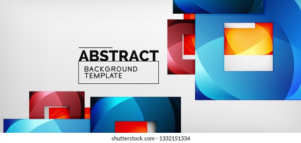 Square background, abstract squares on grey, business or techno template. Vector illustration