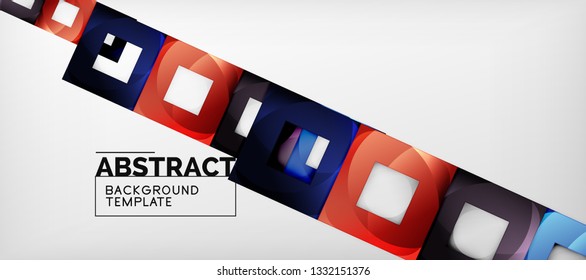 Square background, abstract squares on grey, business or techno template. Vector illustration