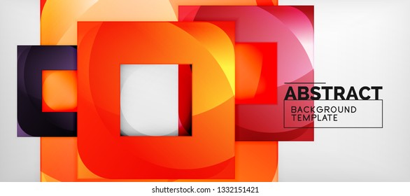 Square background, abstract squares on grey, business or techno template. Vector illustration