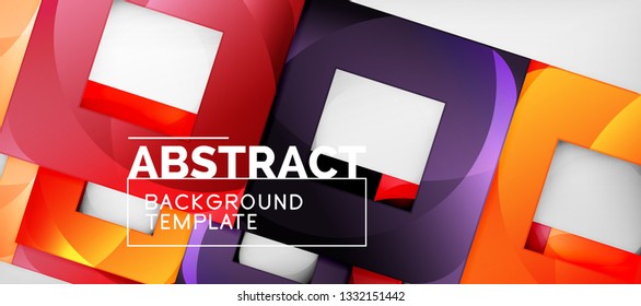 Square background, abstract squares on grey, business or techno template. Vector illustration