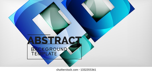 Square background, abstract squares on grey, business or techno template. Vector illustration