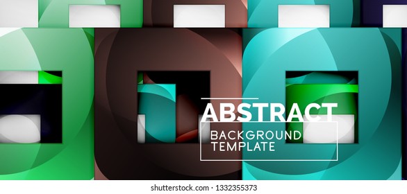 Square background, abstract squares on grey, business or techno template. Vector illustration