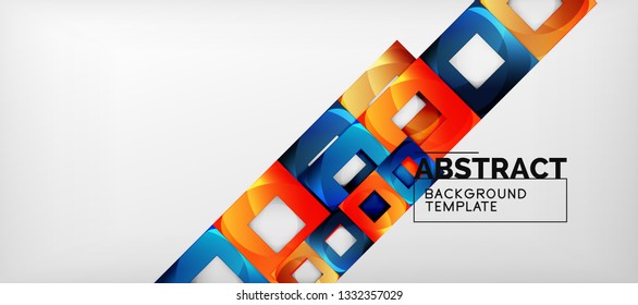 Square background, abstract squares on grey, business or techno template. Vector illustration