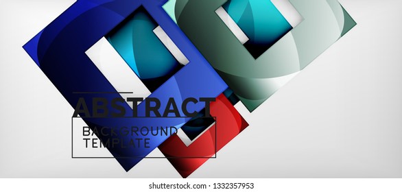 Square background, abstract squares on grey, business or techno template. Vector illustration