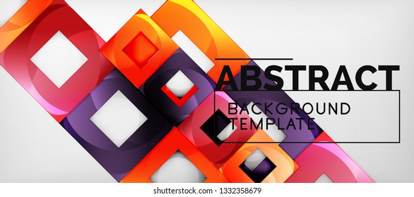 Square background, abstract squares on grey, business or techno template. Vector illustration