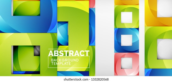 Square background, abstract squares on grey, business or techno template. Vector illustration