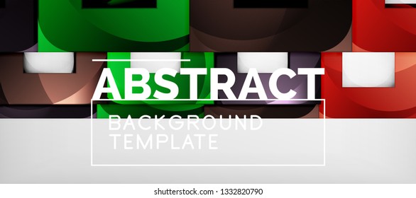 Square background, abstract squares on grey, business or techno template. Vector illustration