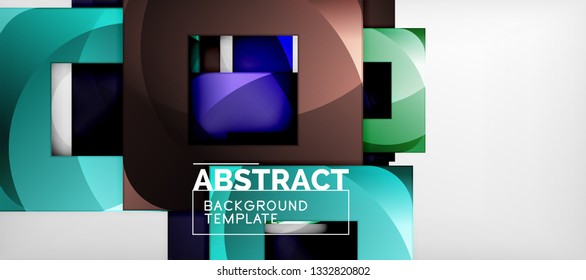 Square background, abstract squares on grey, business or techno template. Vector illustration