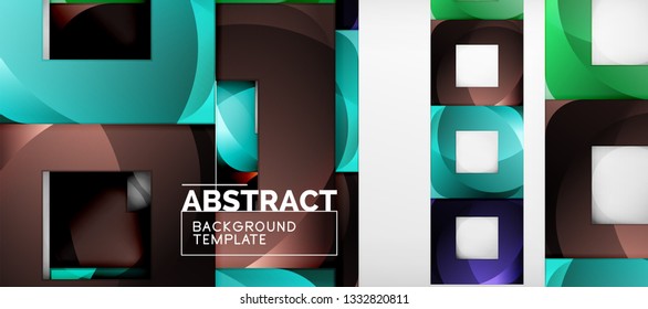 Square background, abstract squares on grey, business or techno template. Vector illustration