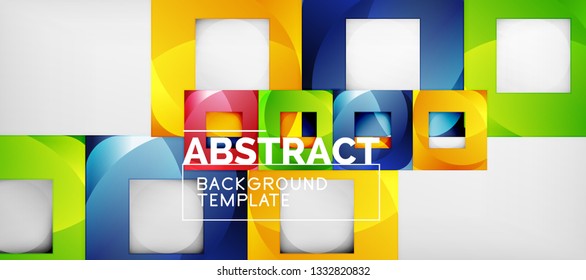 Square background, abstract squares on grey, business or techno template. Vector illustration