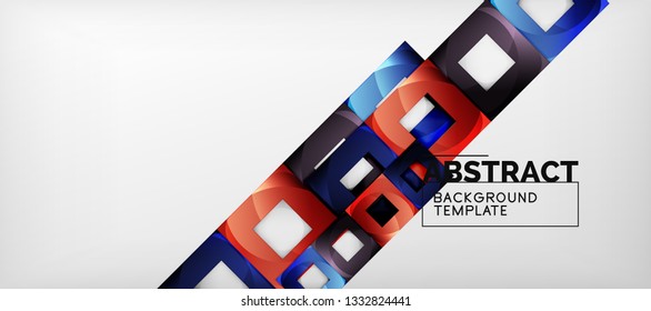 Square background, abstract squares on grey, business or techno template. Vector illustration