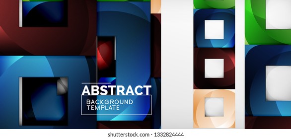 Square background, abstract squares on grey, business or techno template. Vector illustration