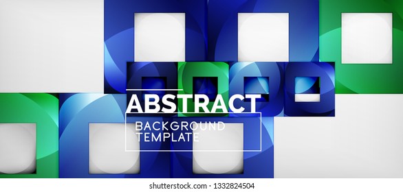 Square background, abstract squares on grey, business or techno template. Vector illustration