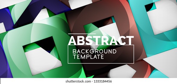 Square background, abstract squares on grey, business or techno template. Vector illustration