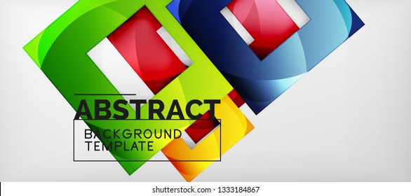 Square background, abstract squares on grey, business or techno template. Vector illustration