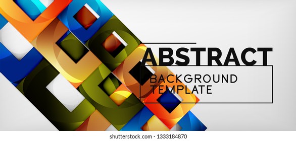 Square background, abstract squares on grey, business or techno template. Vector illustration