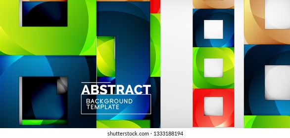 Square background, abstract squares on grey, business or techno template. Vector illustration