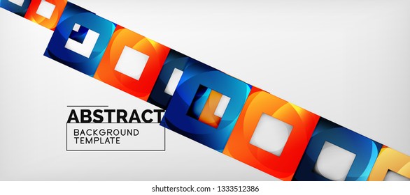 Square background, abstract squares on grey, business or techno template. Vector illustration